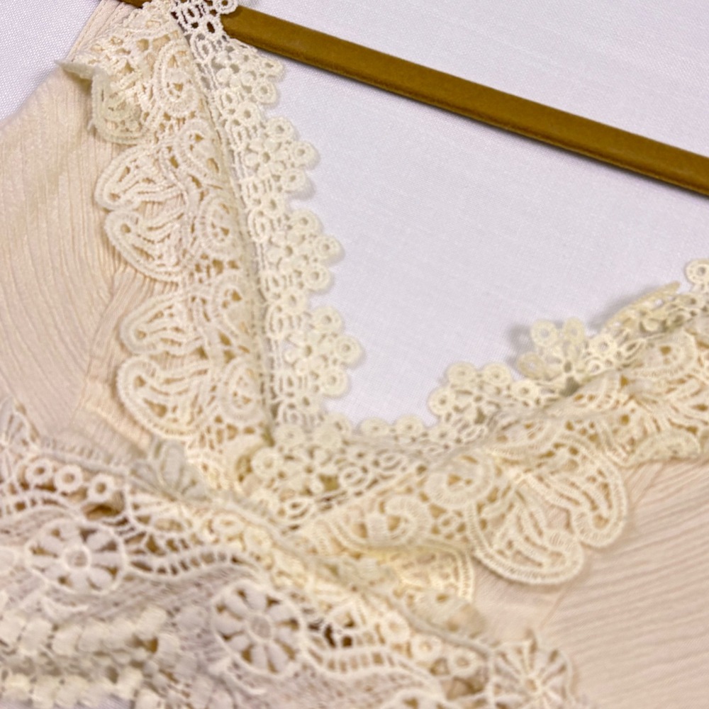Boho Lace Bralette XL Fairycore Festival Tassel Tie Crop Top Cream Western - Picture 7 of 17